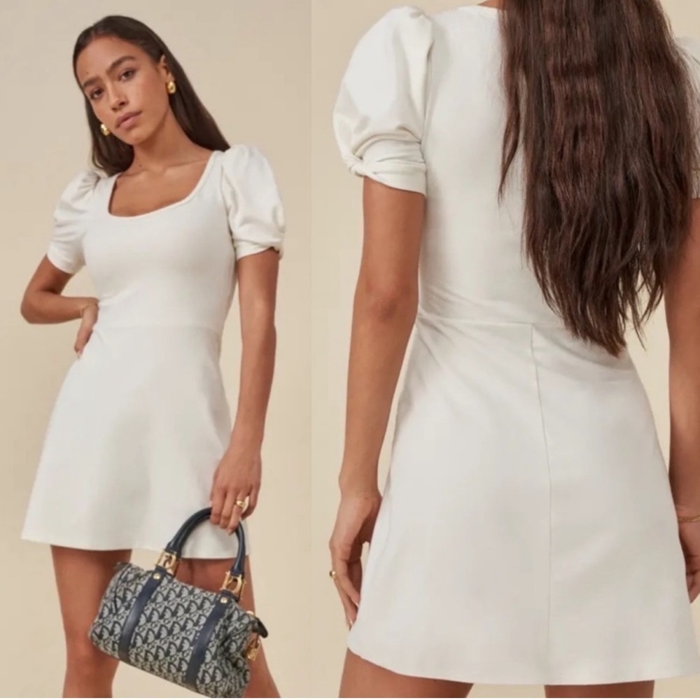 NWT Reformation Short Sleeve Mini Knit Kita Dress In Ivory M7.